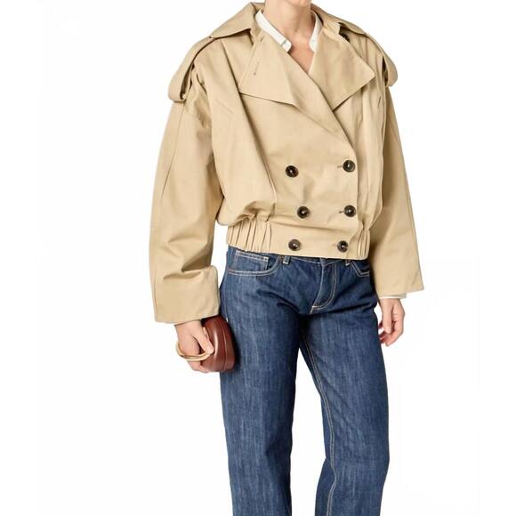 ENGLISH FACTORY Jackets & Blazers - NEW ENGLISH FACTORY women's short trench jacket in beige